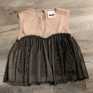 Dimora Tulle baby doll blouse M